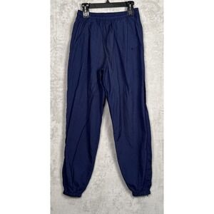 Vintage Nike Track Pants 90s Mens Medium Navy Windbreaker Baggy Ankle Zip Nylon